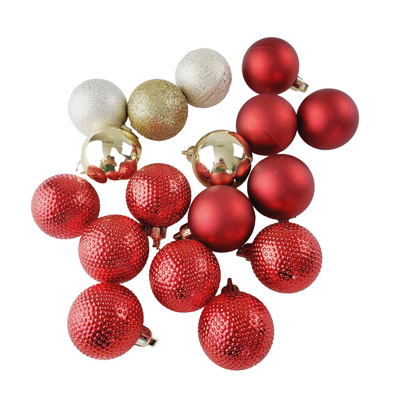 Small Christmas Ornament Lot X 17 Red Dimpled & Gold Glittered Holiday Mini-Tree - Picture 1 of 4